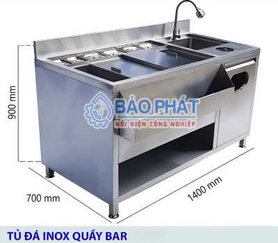Nâng Tầm Không Gian Trà Sữa, Cafe Với Tủ Quầy Bar Inox 304: Tối Ưu Vận Hành, Chống Ẩm Mốc Tuyệt Đối
